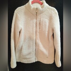 NWT Calvin Klein Fleece Sherpa Teddy Jacket Full Zip Gold Mock Neck Cozy Soft